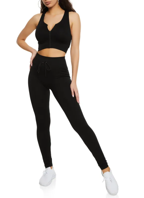 Seamless Ribbed Drawstring Leggings sold by Rainbow