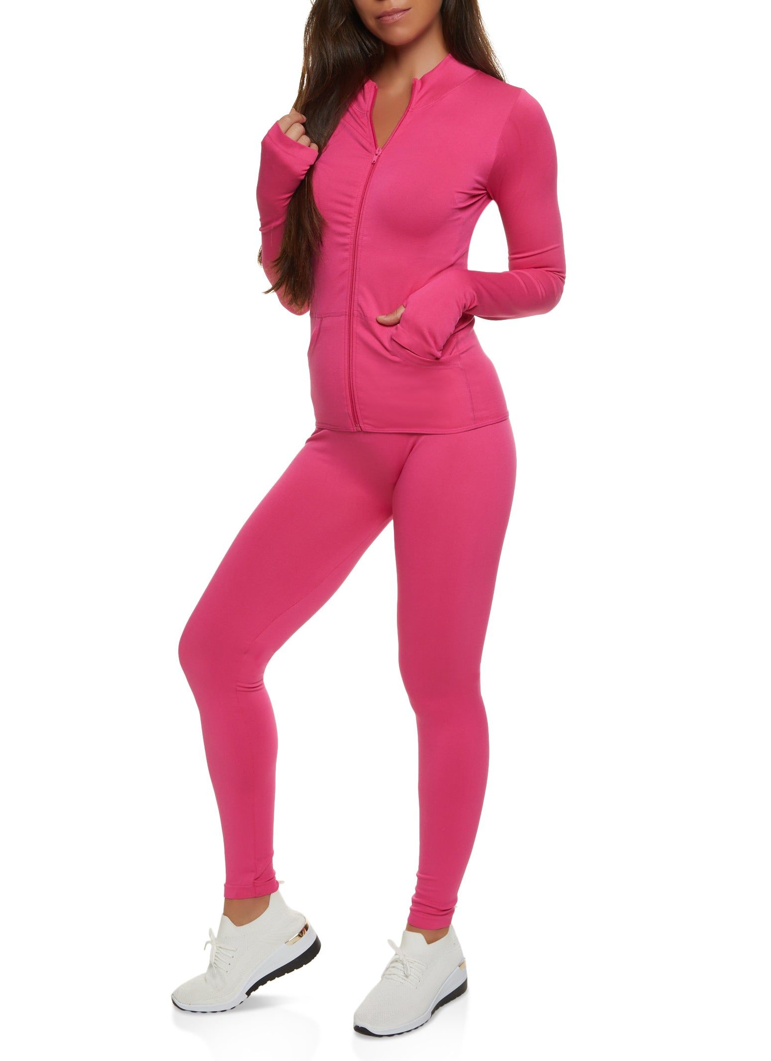 Seamless Solid Track Jacket and Leggings Set sold by Rainbow
