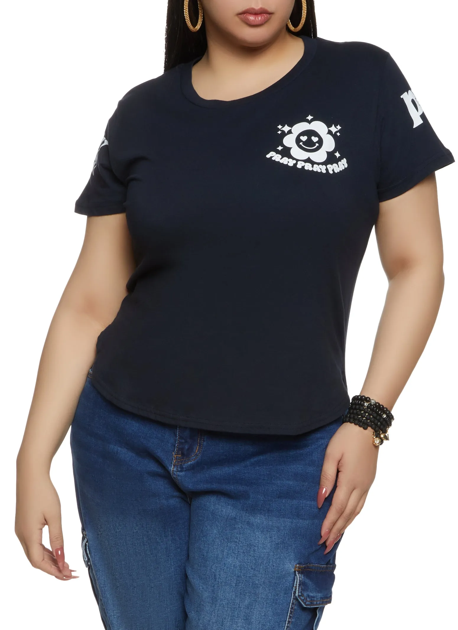 Plus Size Pray Graphic T Shirt sold by Rainbow