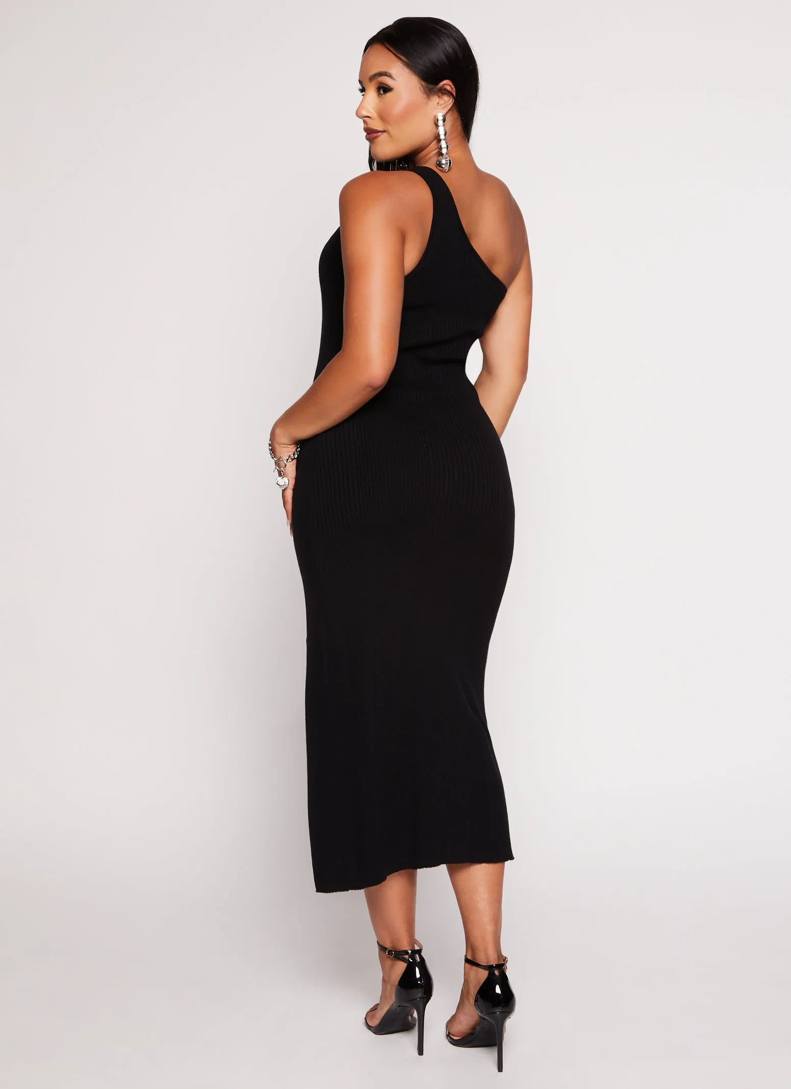 Rib Knit One Shoulder Midi Dress sold by Rainbow product image thumbnail 3