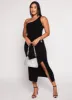 Rib Knit One Shoulder Midi Dress sold by Rainbow