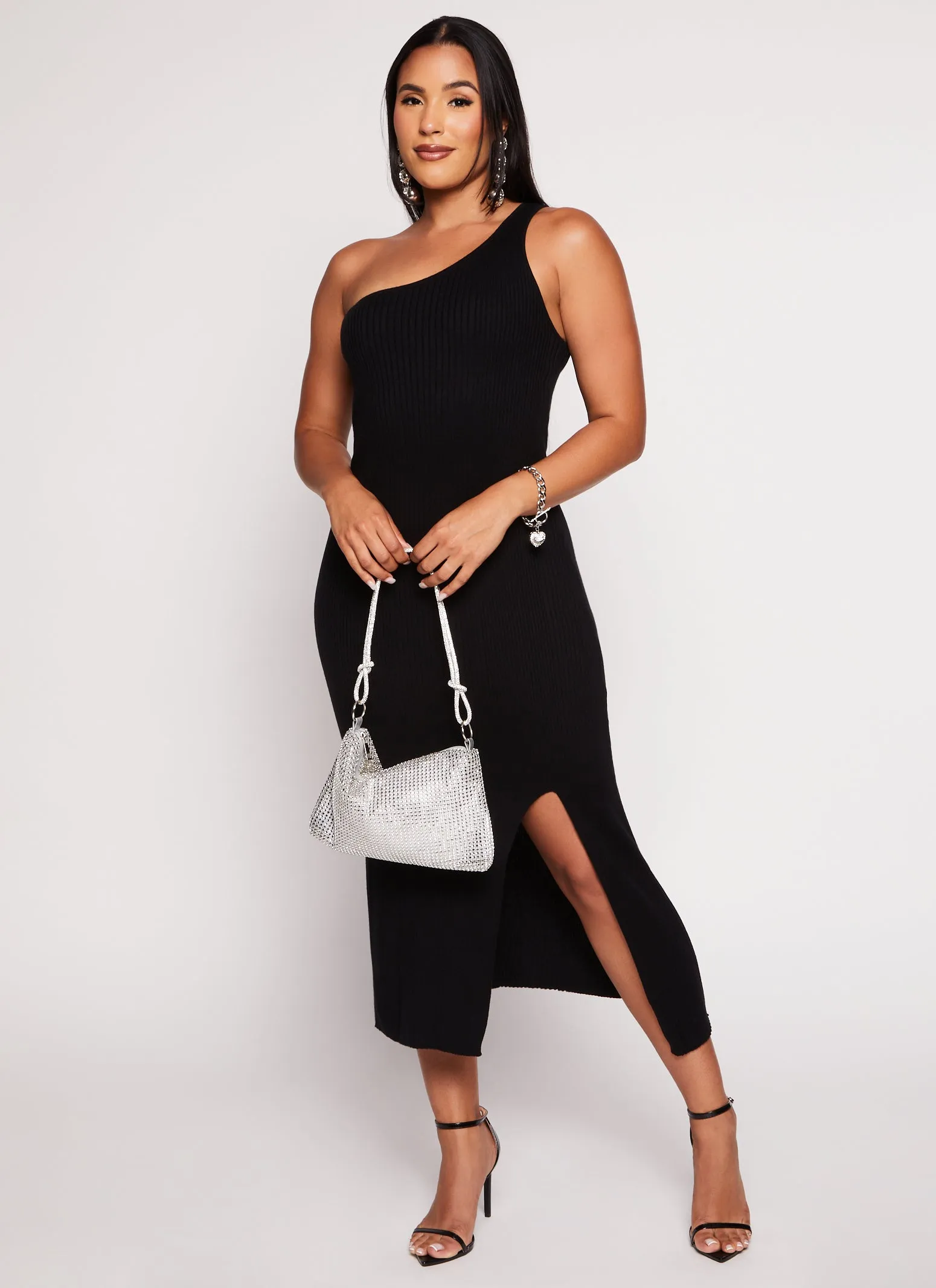 Rib Knit One Shoulder Midi Dress sold by Rainbow product image thumbnail 2