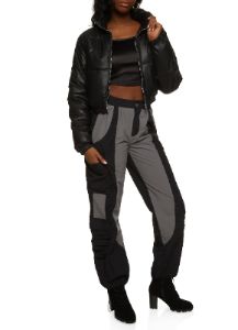 Nylon Color Block Cargo Joggers sold by Rainbow
