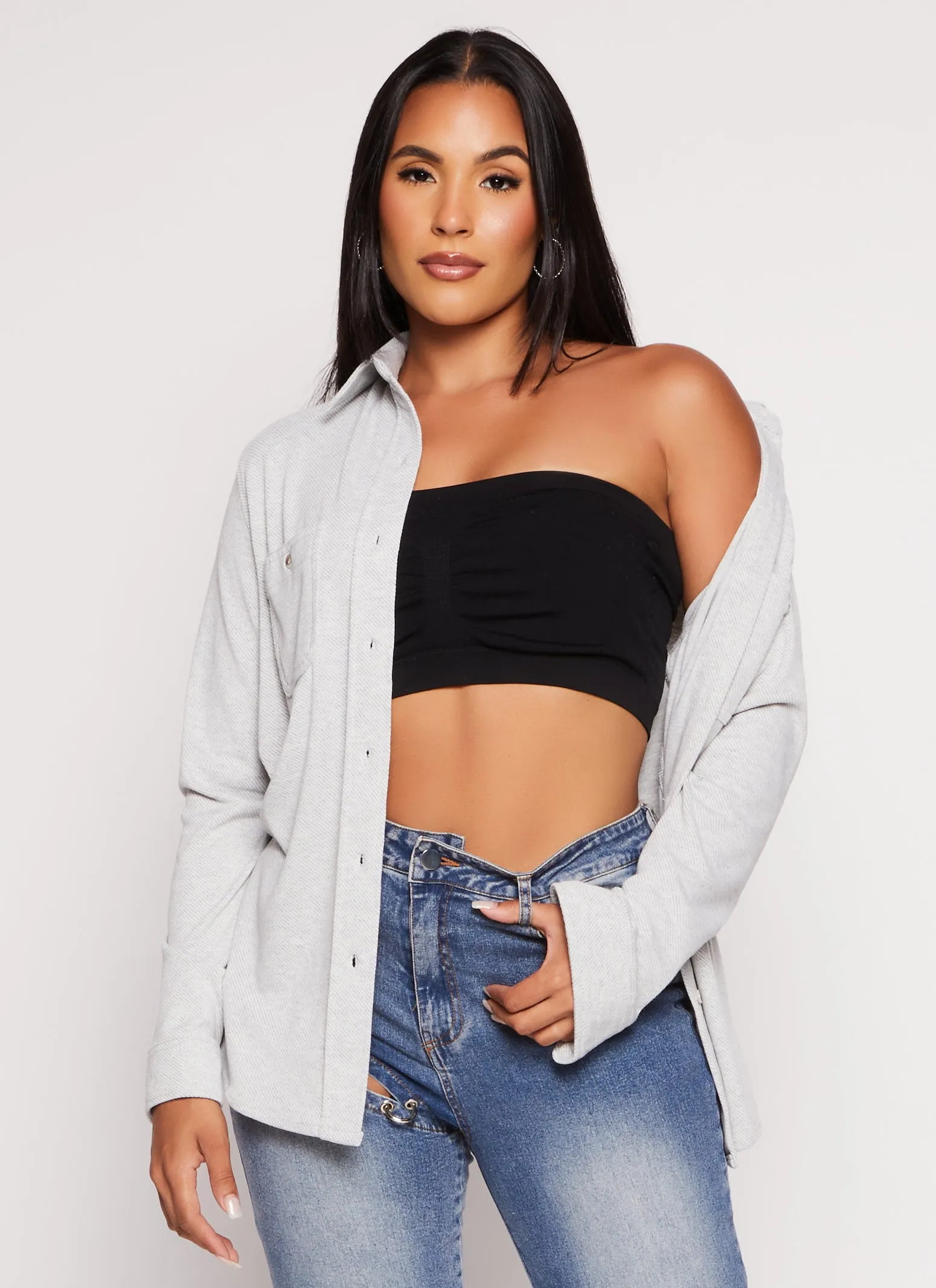 Striped Pique Button Front Shirt sold by Rainbow