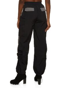 Nylon Color Block Cargo Joggers sold by Rainbow