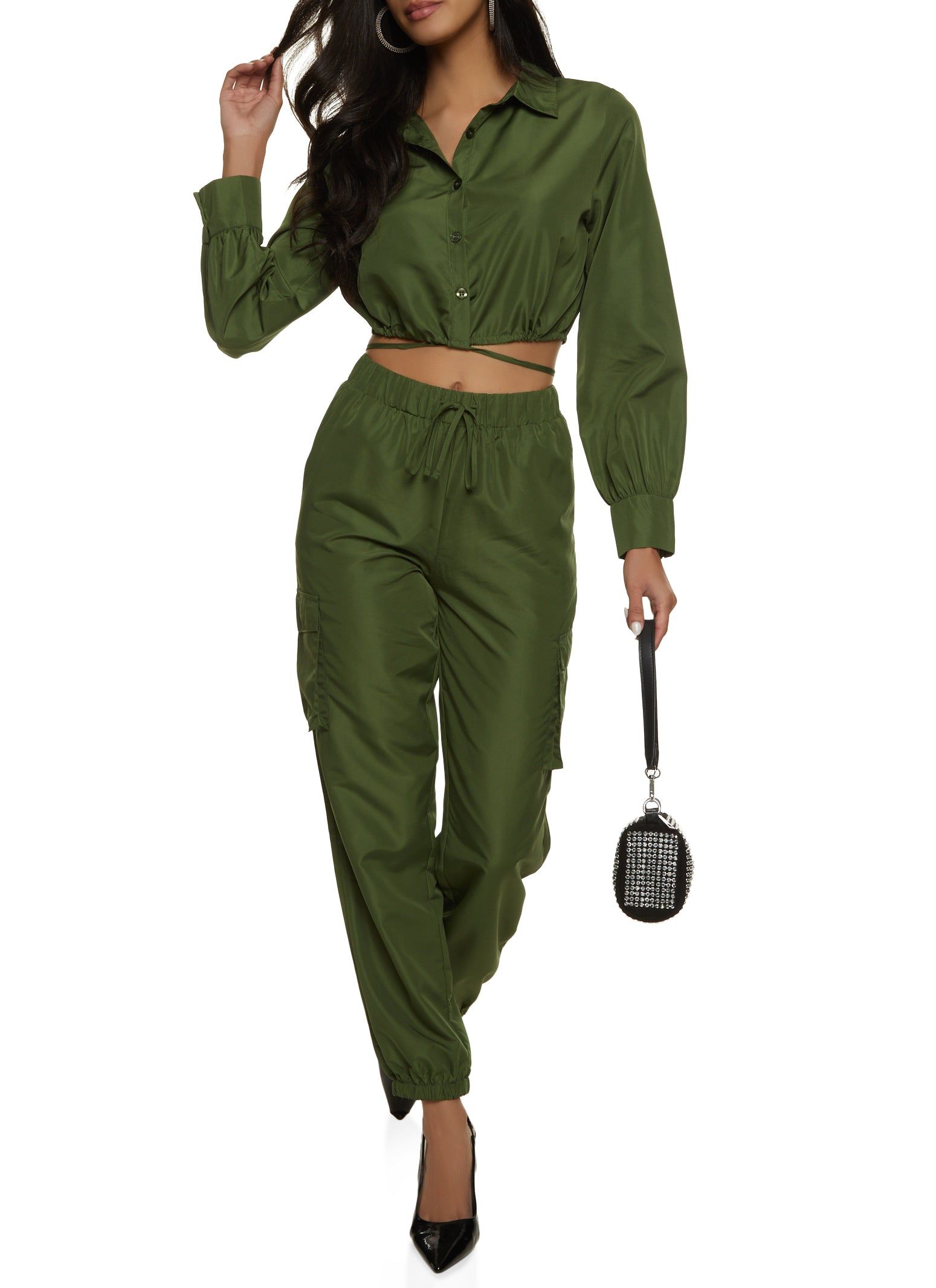 Nylon Tie Back Cropped Shirt sold by Rainbow product image thumbnail 2