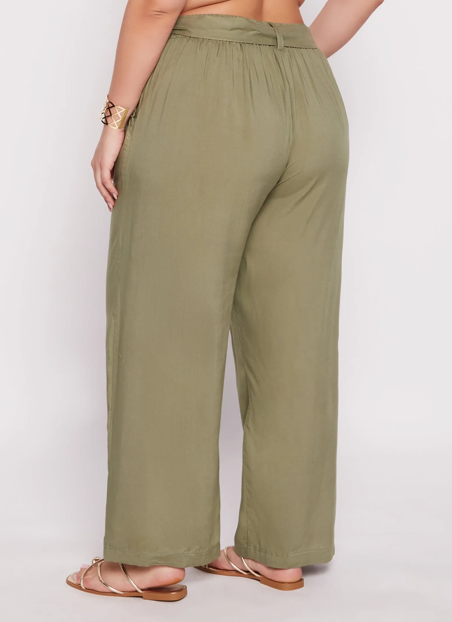Plus Size Tie Waist Belted Palazzo Pants sold by Rainbow product image thumbnail 3