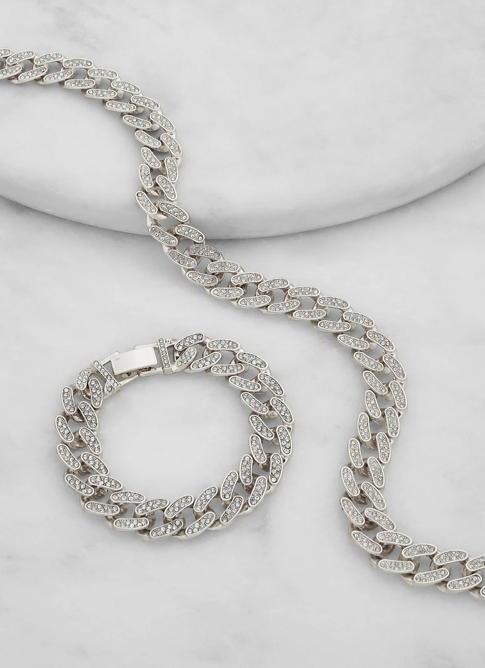 Rhinestone Curb Chain Necklace and Bracelet sold by Rainbow product image thumbnail 2