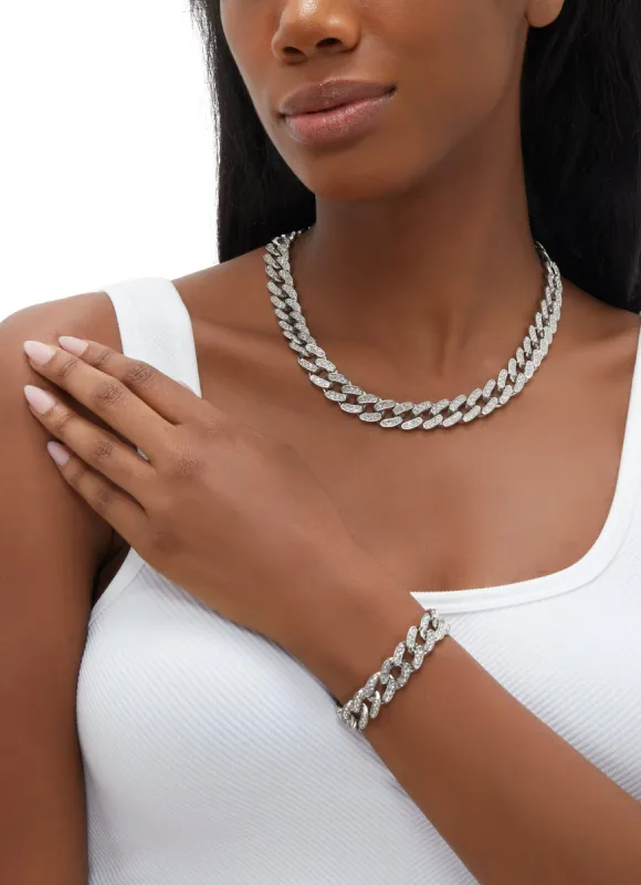 Rhinestone Curb Chain Necklace and Bracelet sold by Rainbow
