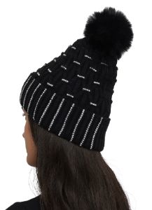 Studded Rhinestone Pom Pom Beanie sold by Rainbow