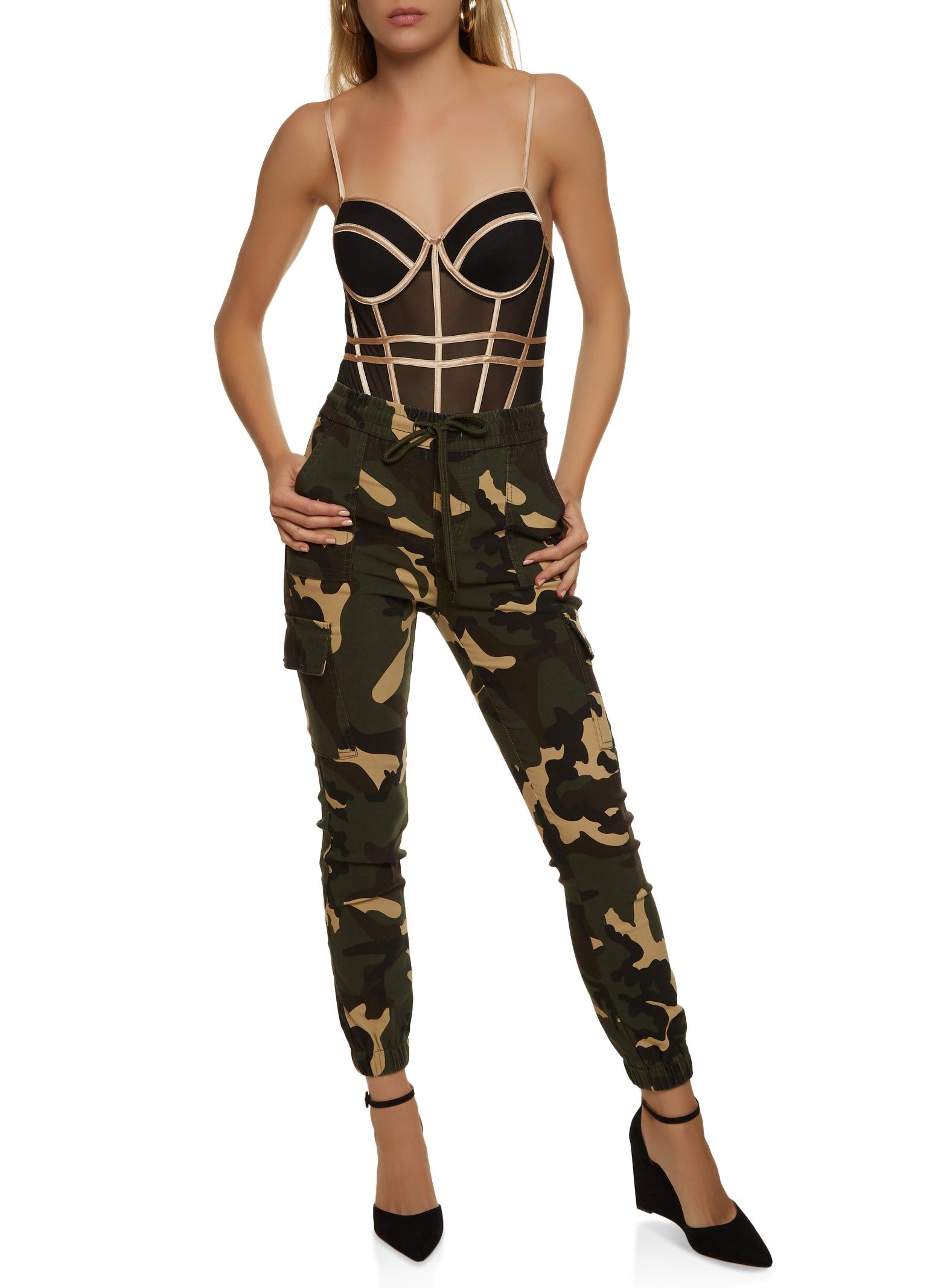 Drawstring Camo Cargo Pocket Joggers sold by Rainbow product image thumbnail 2