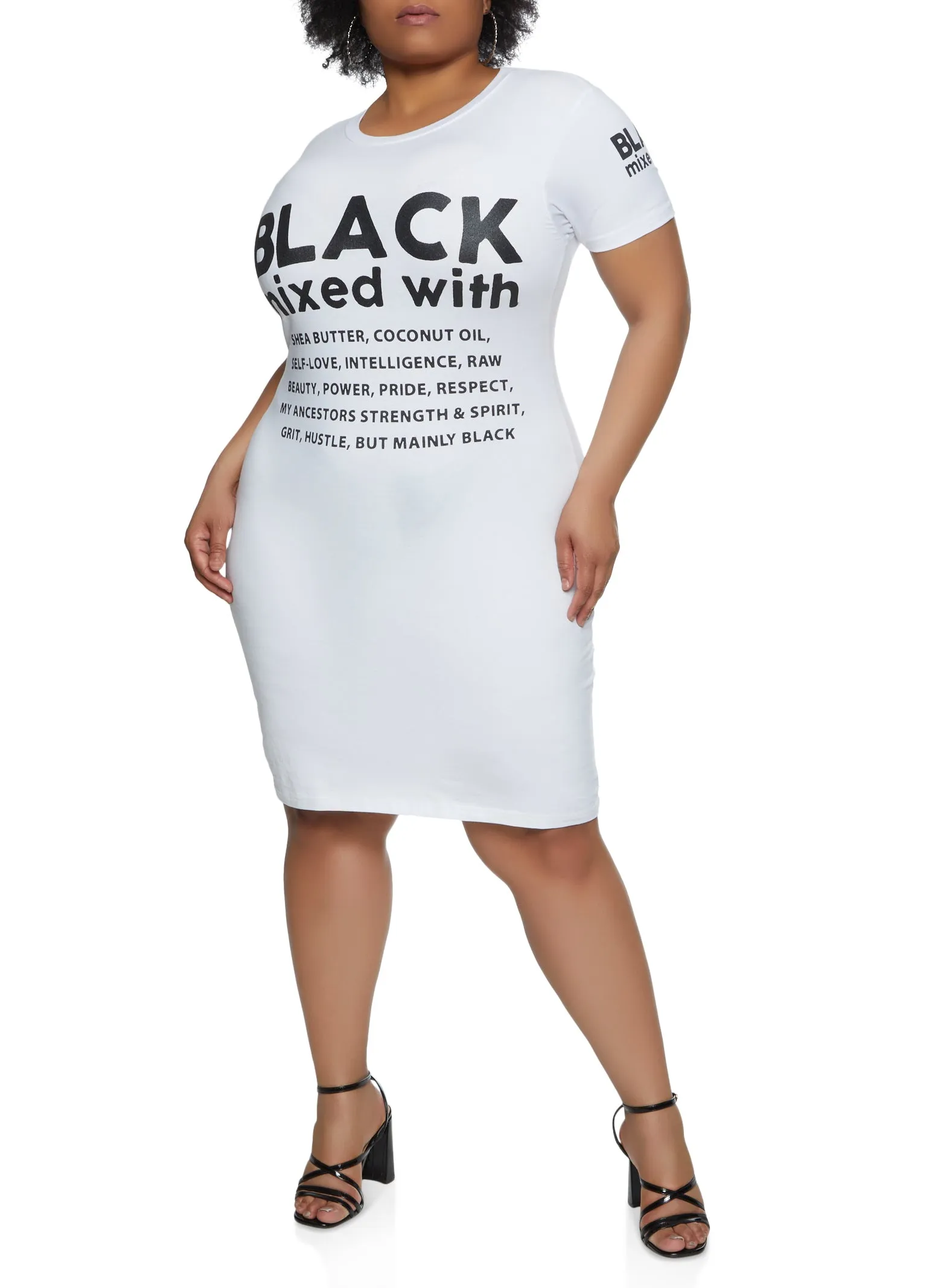 Plus Size Black Mixed With Graphic T Shirt Dress sold by Rainbow