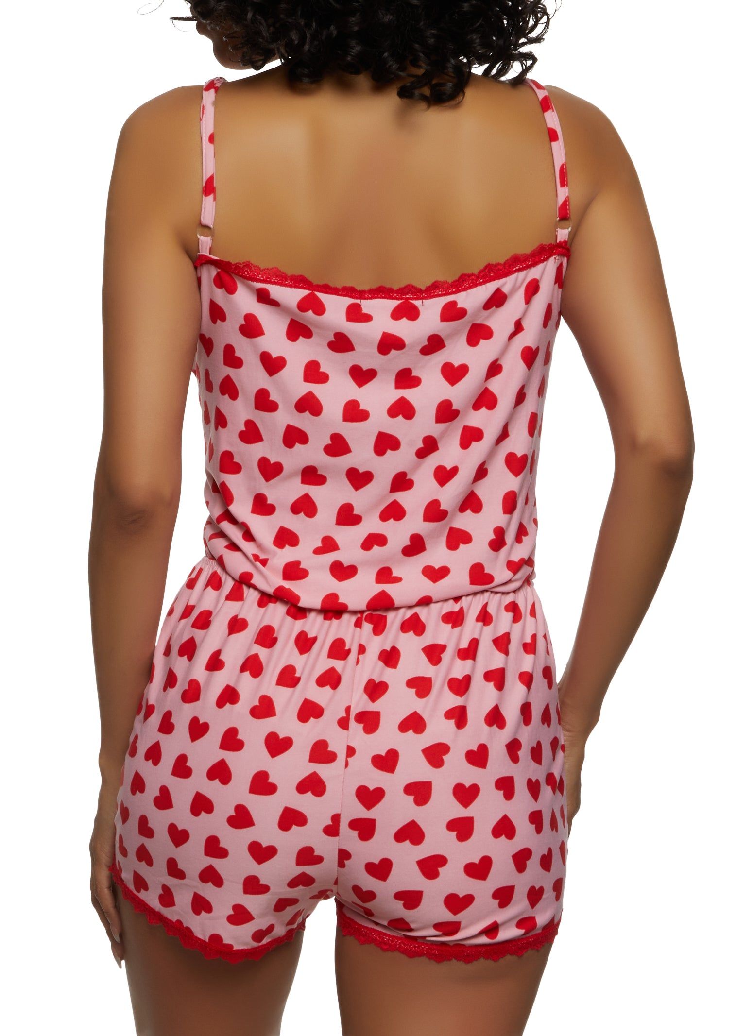 Heart Printed Lace Trim Pajama Romper sold by Rainbow product image thumbnail 2