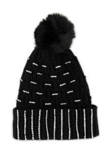 Studded Rhinestone Pom Pom Beanie sold by Rainbow