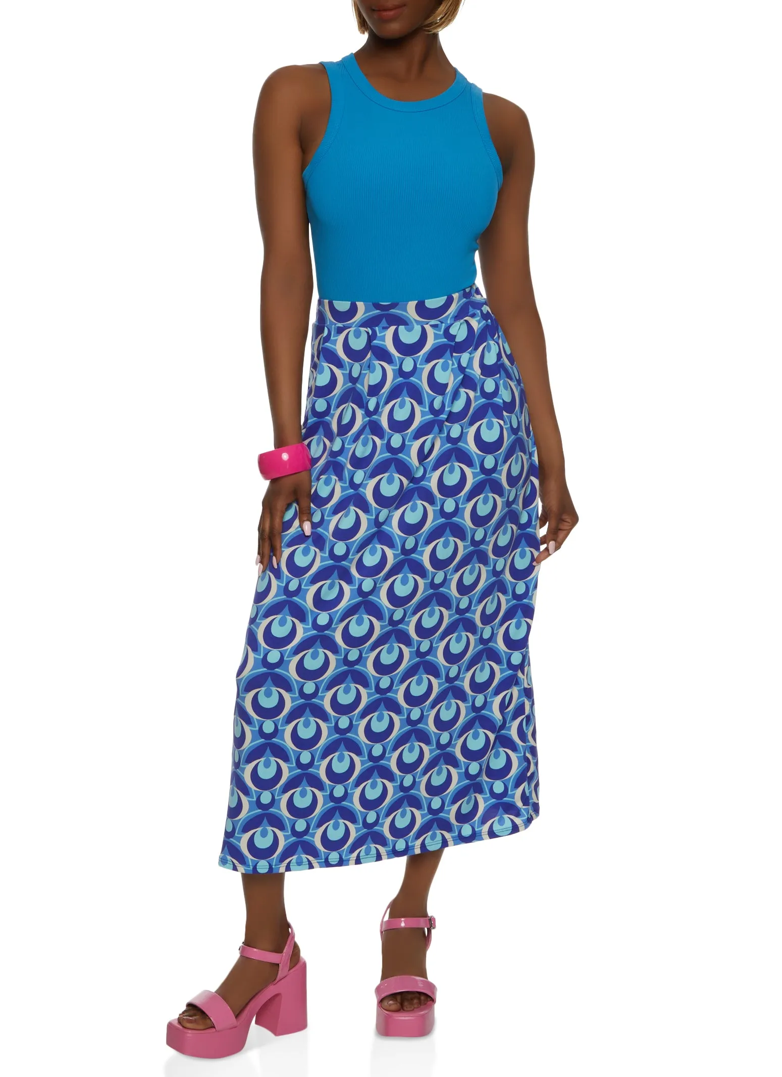 Printed High Waisted Maxi Skirt sold by Rainbow