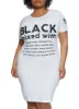 Plus Size Black Mixed With Graphic T Shirt Dress sold by Rainbow