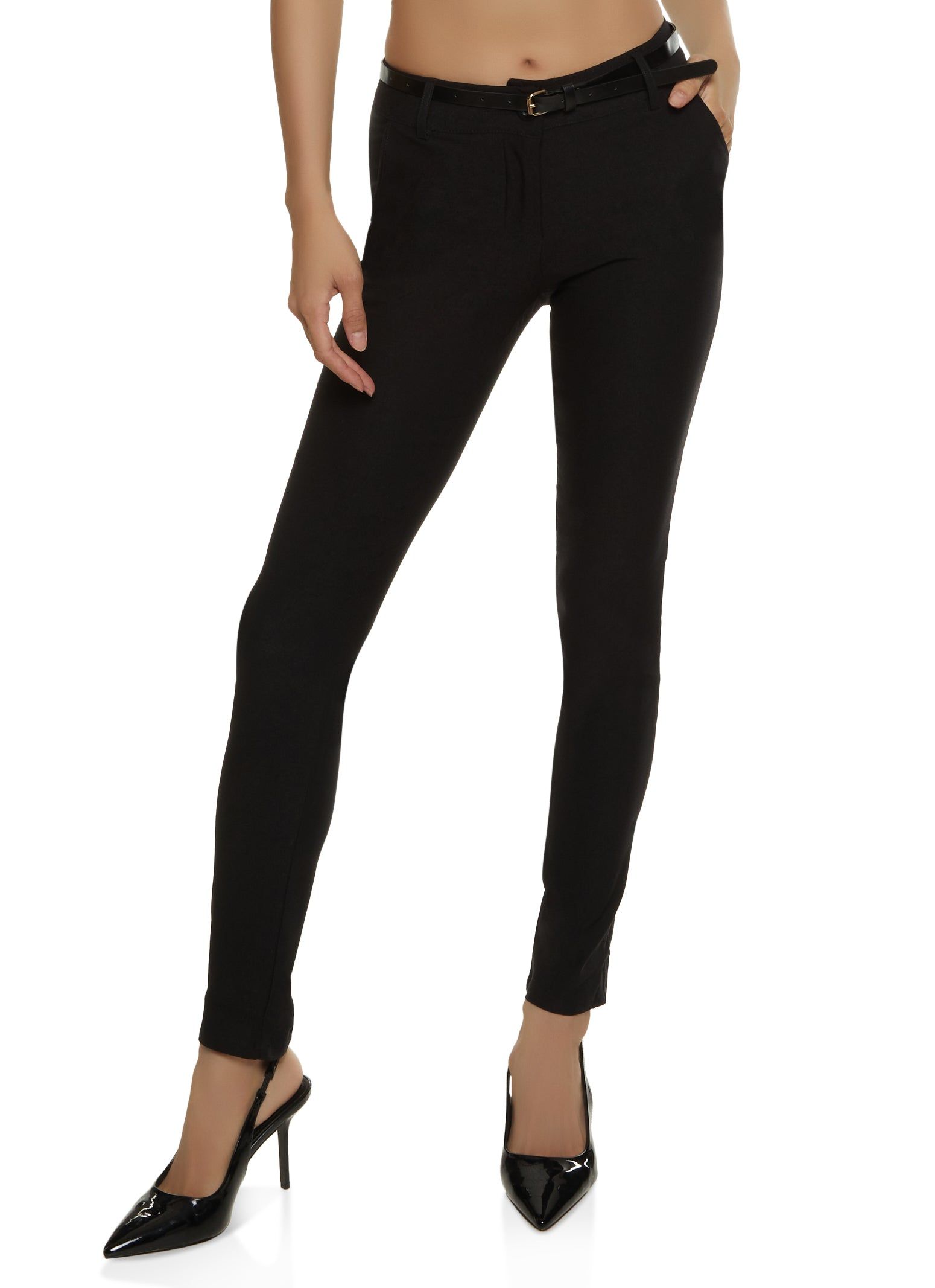 Crepe Knit Belted Dress Pants sold by Rainbow