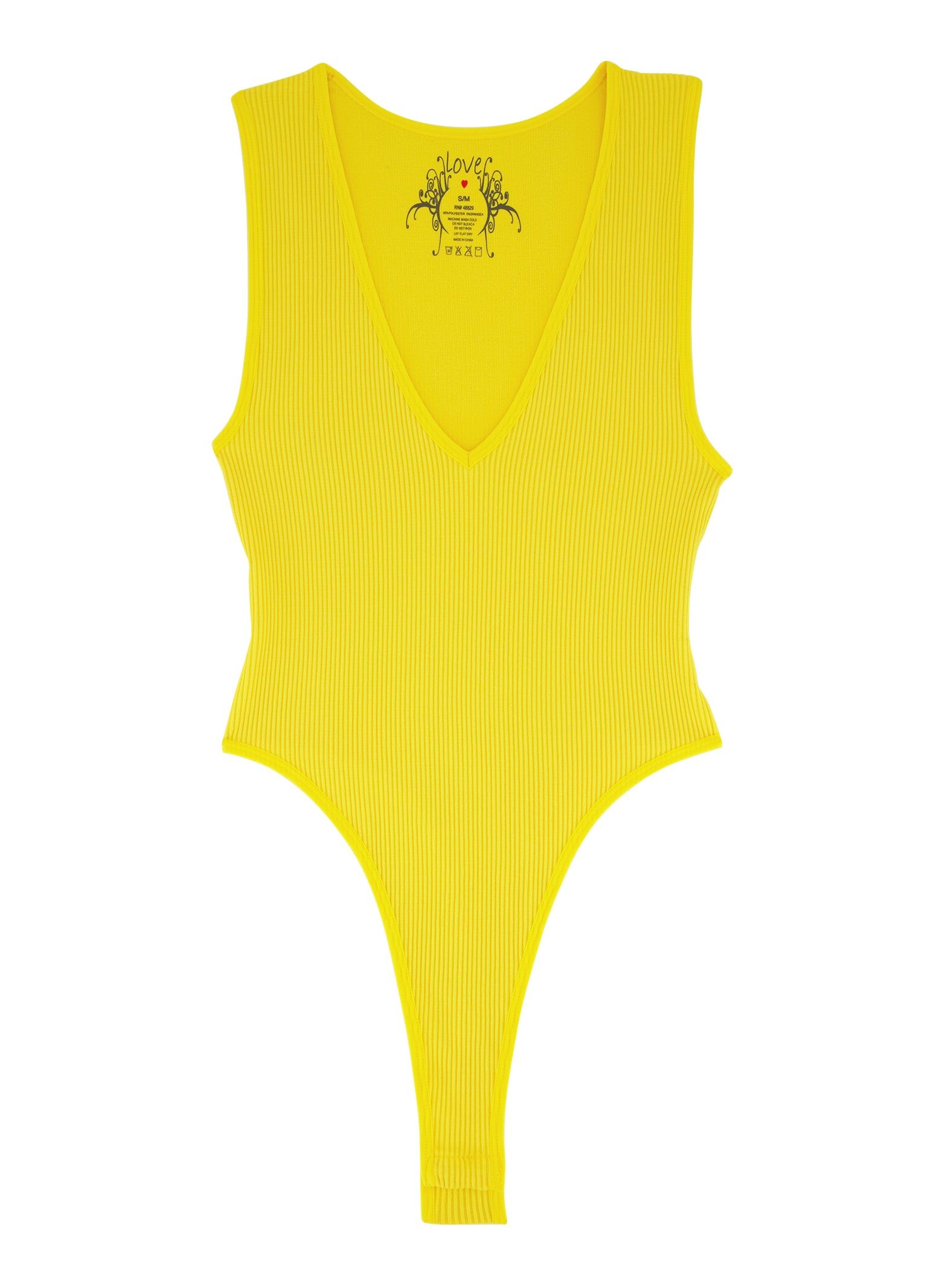 Ribbed Knit High Cut V Neck Bodysuit sold by Rainbow product image thumbnail 5