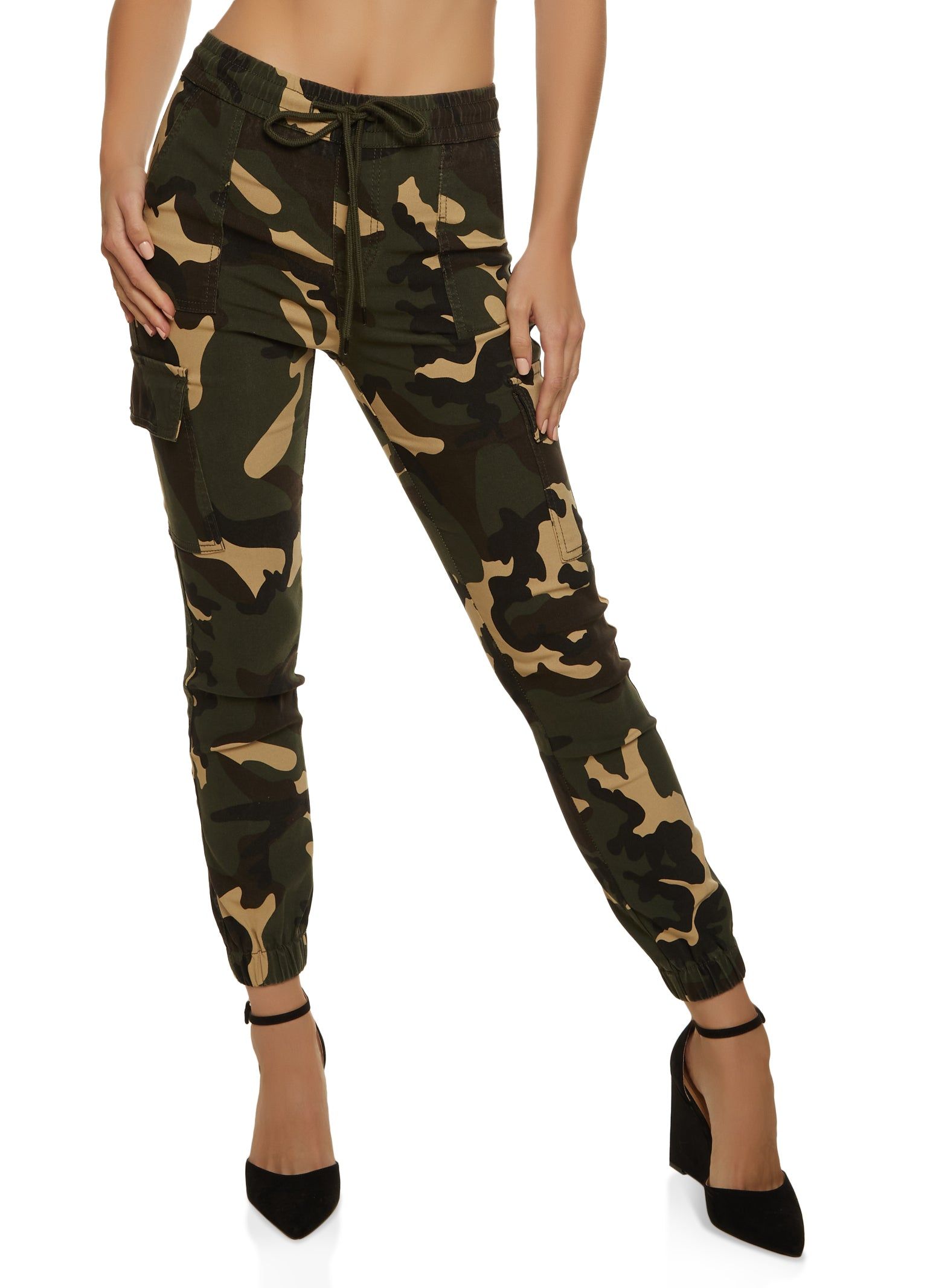 Drawstring Camo Cargo Pocket Joggers sold by Rainbow
