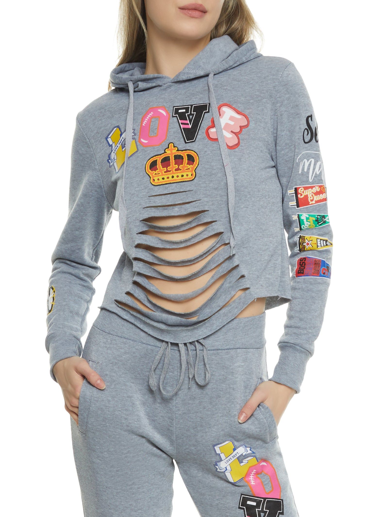 Slashed Love Graphic Hoodie sold by Rainbow