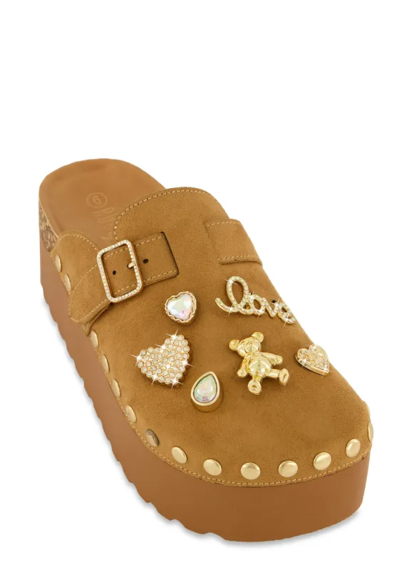 Love Charm Buckle Platform Clogs sold by Rainbow