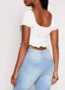Linen Tie Front Peasant Top sold by Rainbow