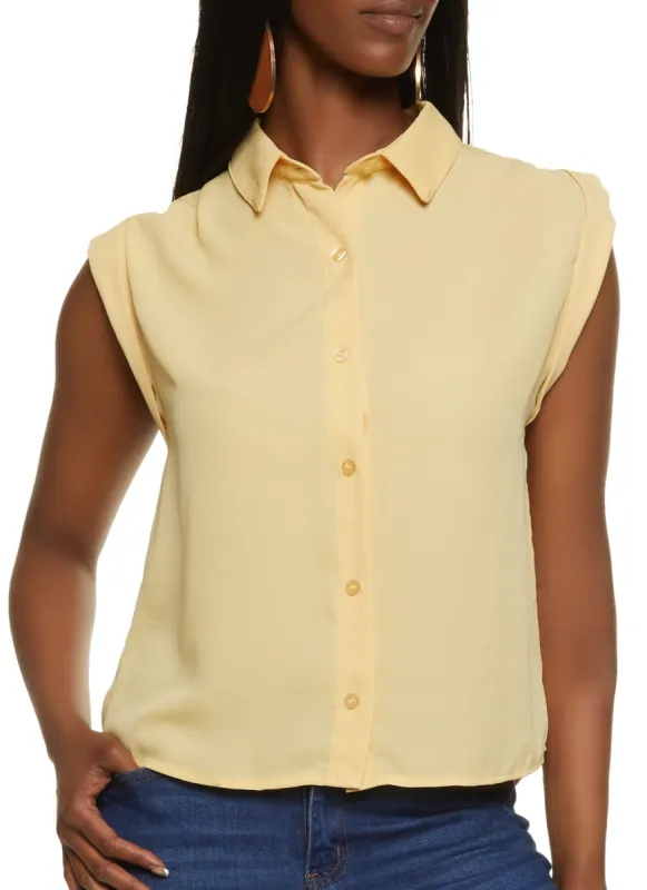 Sleeveless Button Front Shirt sold by Rainbow