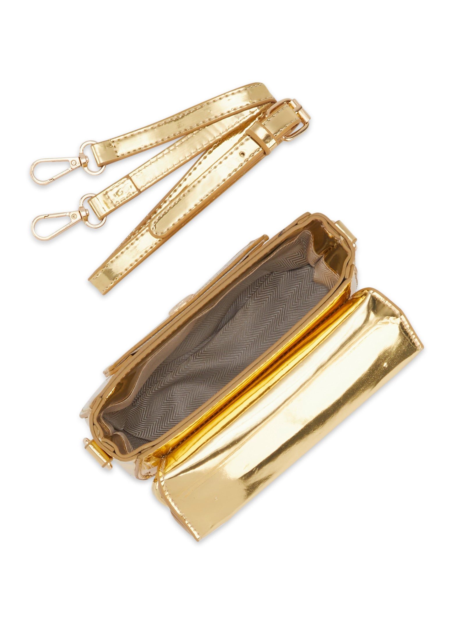 Metallic Faux Leather Convertible Crossbody Bag sold by Rainbow product image thumbnail 3