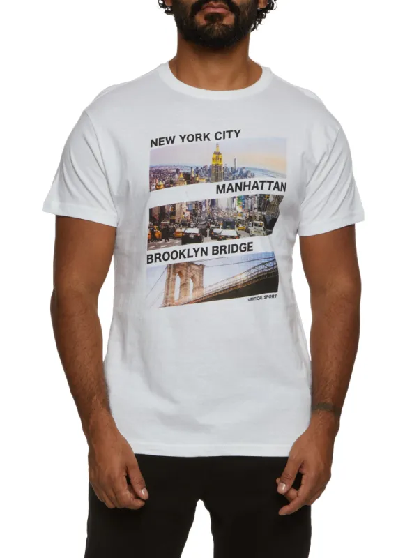 Mens New York City Manhattan Brooklyn Bridge Graphic T Shirt sold by Rainbow