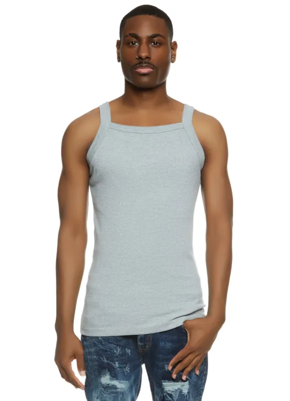 Mens Solid Square Neck Tank Top sold by Rainbow