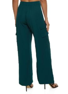 Solid High Waist Wide Leg Cargo Pants sold by Rainbow