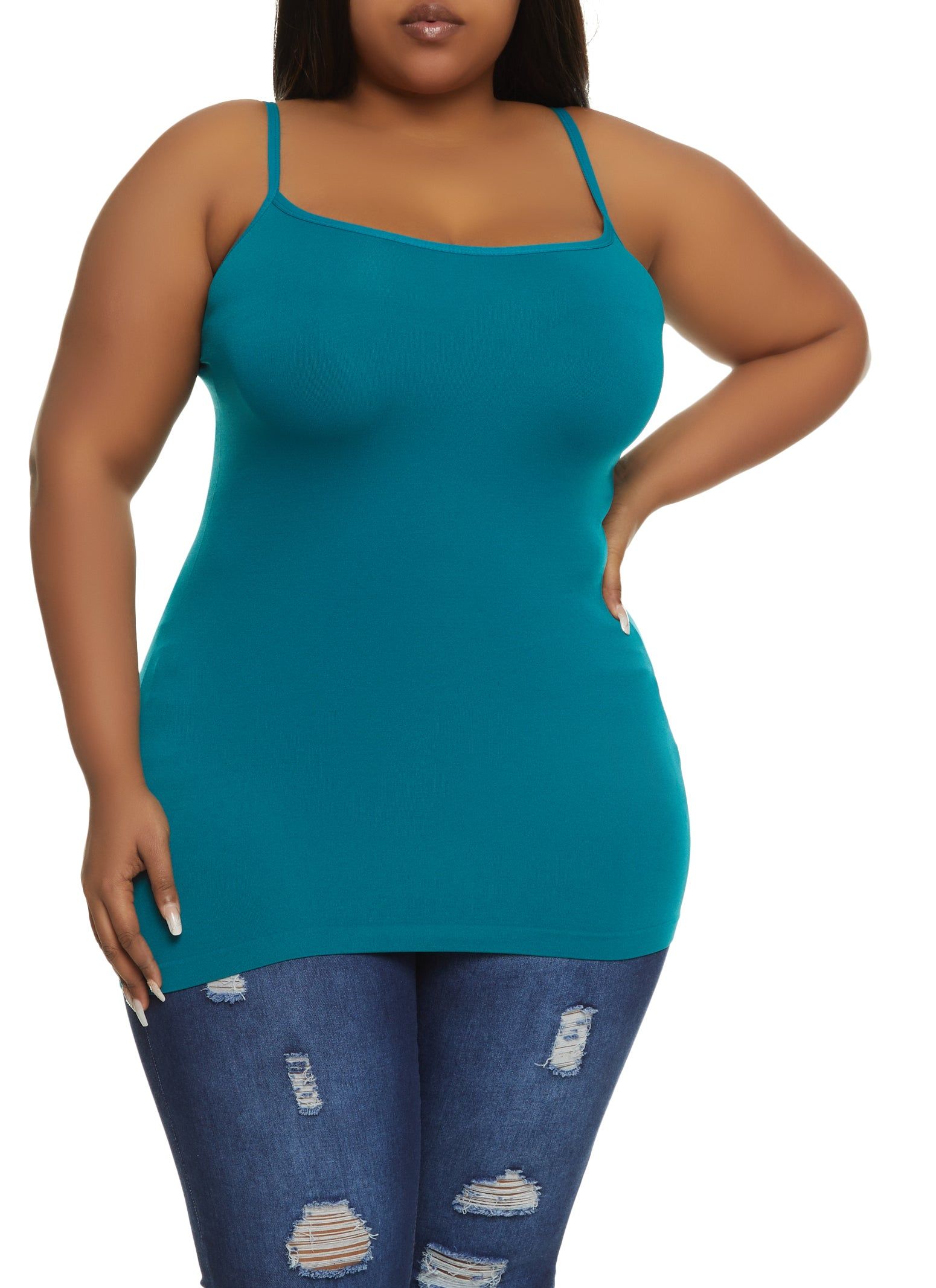 Plus Size Basic Seamless Scoop Neck Cami sold by Rainbow