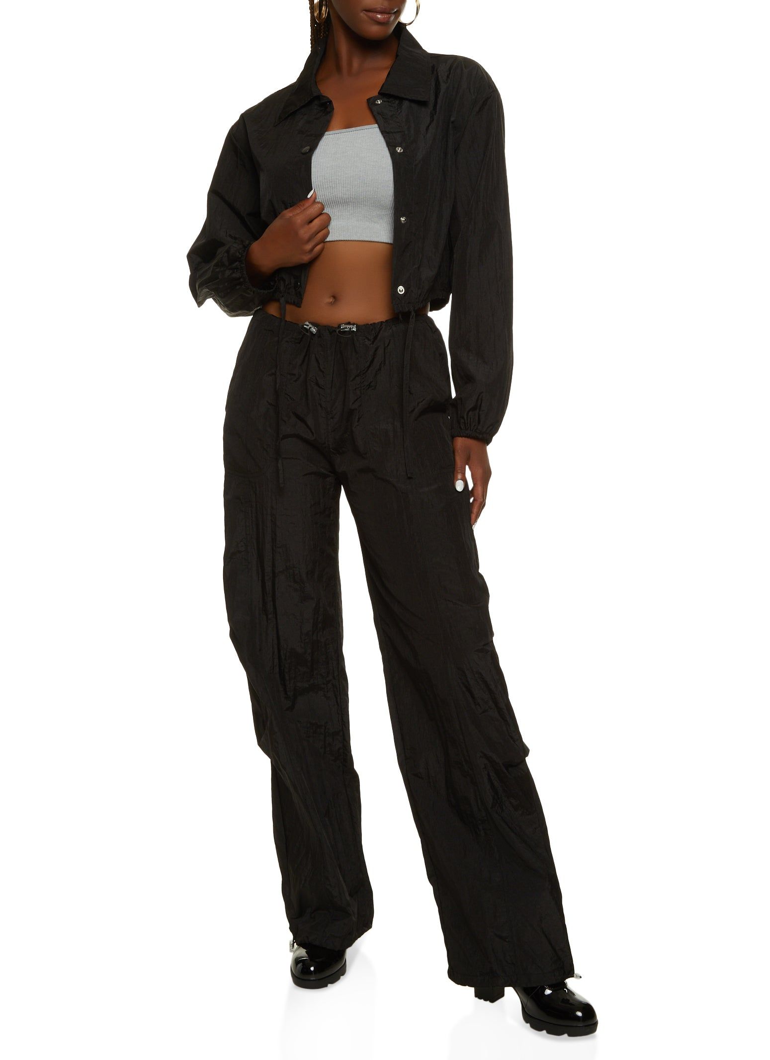 Nylon Snap Button Front Windbreaker Jacket sold by Rainbow product image thumbnail 2