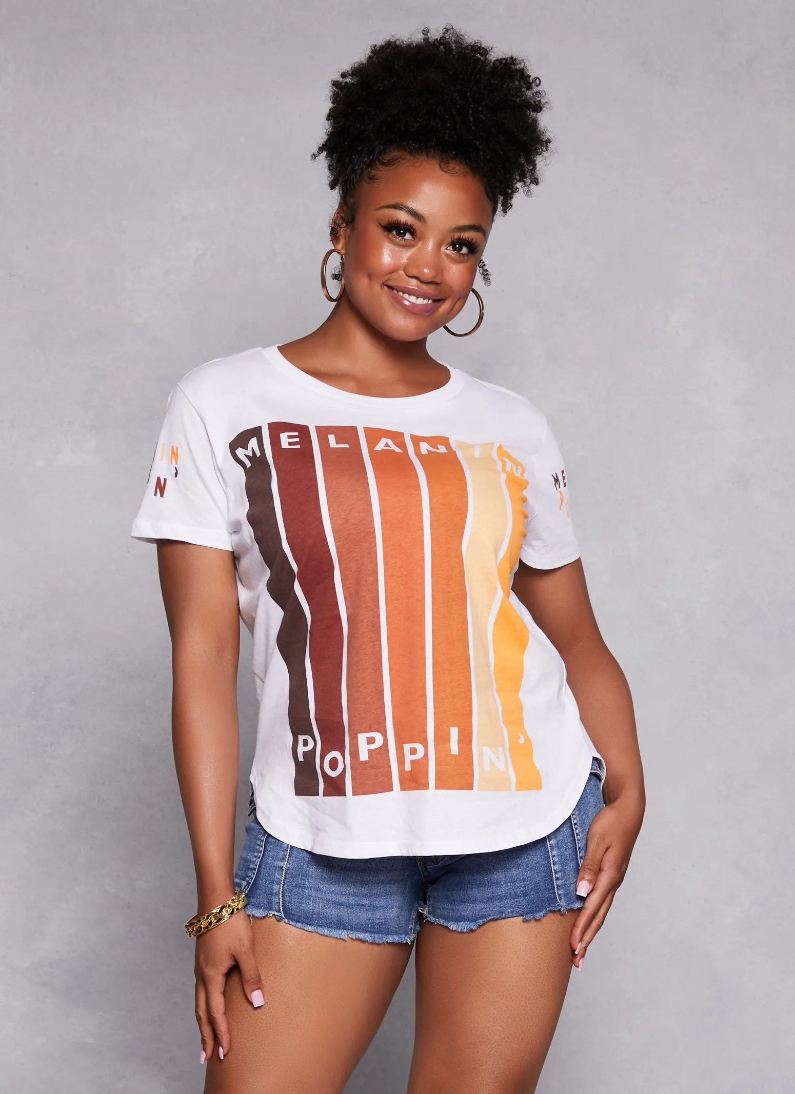 Plus Size Melanin Poppin Graphic High Low Tee sold by Rainbow