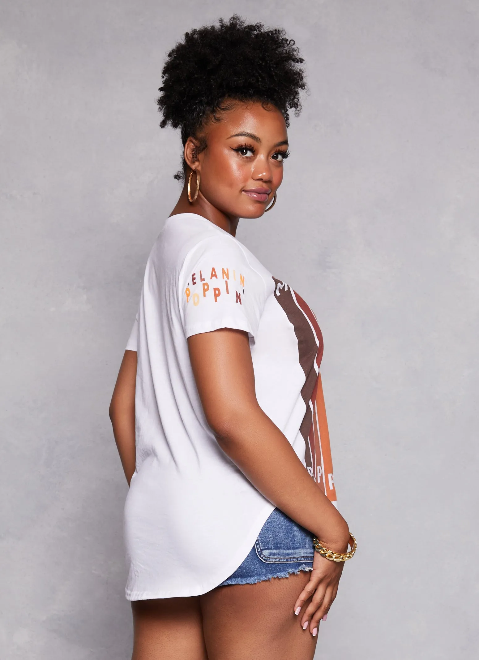 Plus Size Melanin Poppin Graphic High Low Tee sold by Rainbow product image thumbnail 3