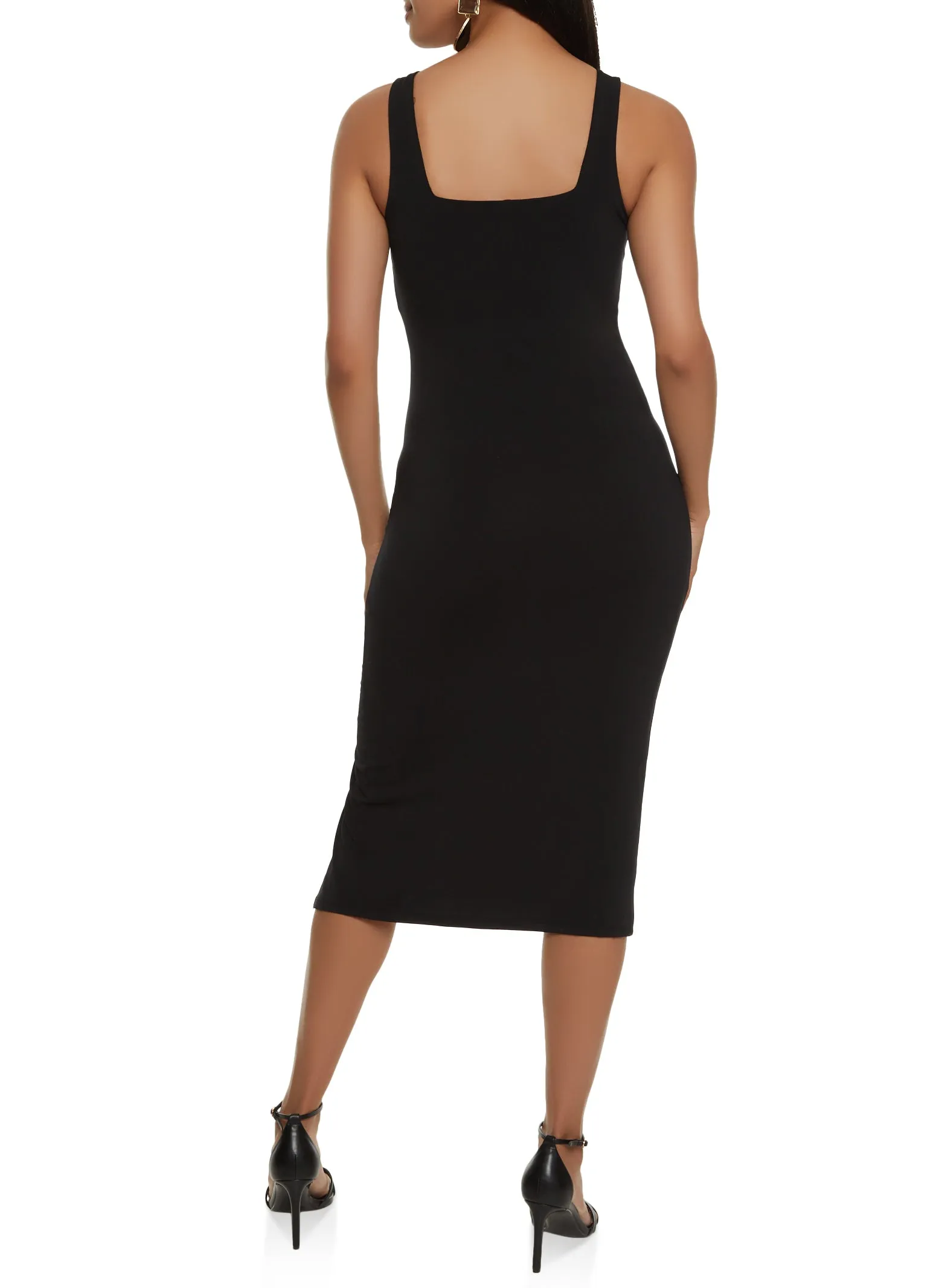 Side Slit Square Neck Tank Midi Dress sold by Rainbow product image thumbnail 3