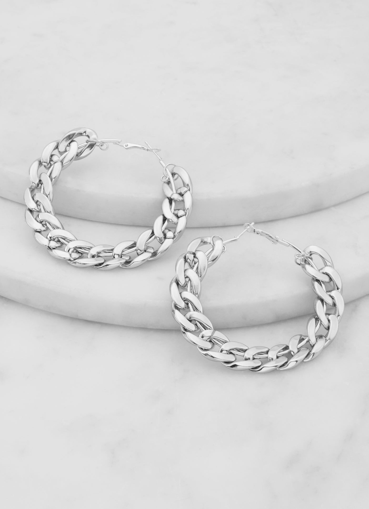 Chain Link Metallic Hoop Earrings sold by Rainbow product image thumbnail 2