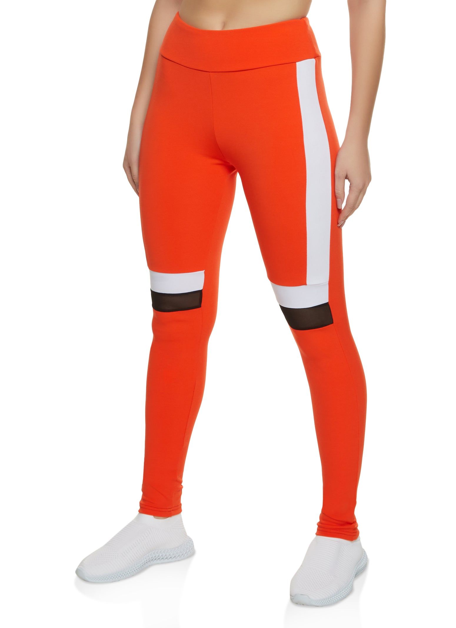 Color Block Mesh Detail Leggings sold by Rainbow