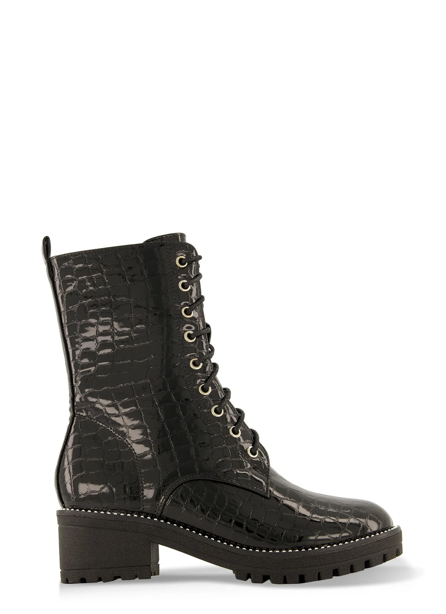 Studded Trim Lace Up Combat Boots sold by Rainbow product image thumbnail 2
