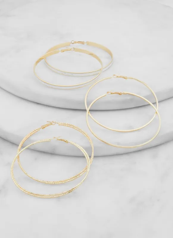 Assorted Glitter Hoop Earring Trio sold by Rainbow