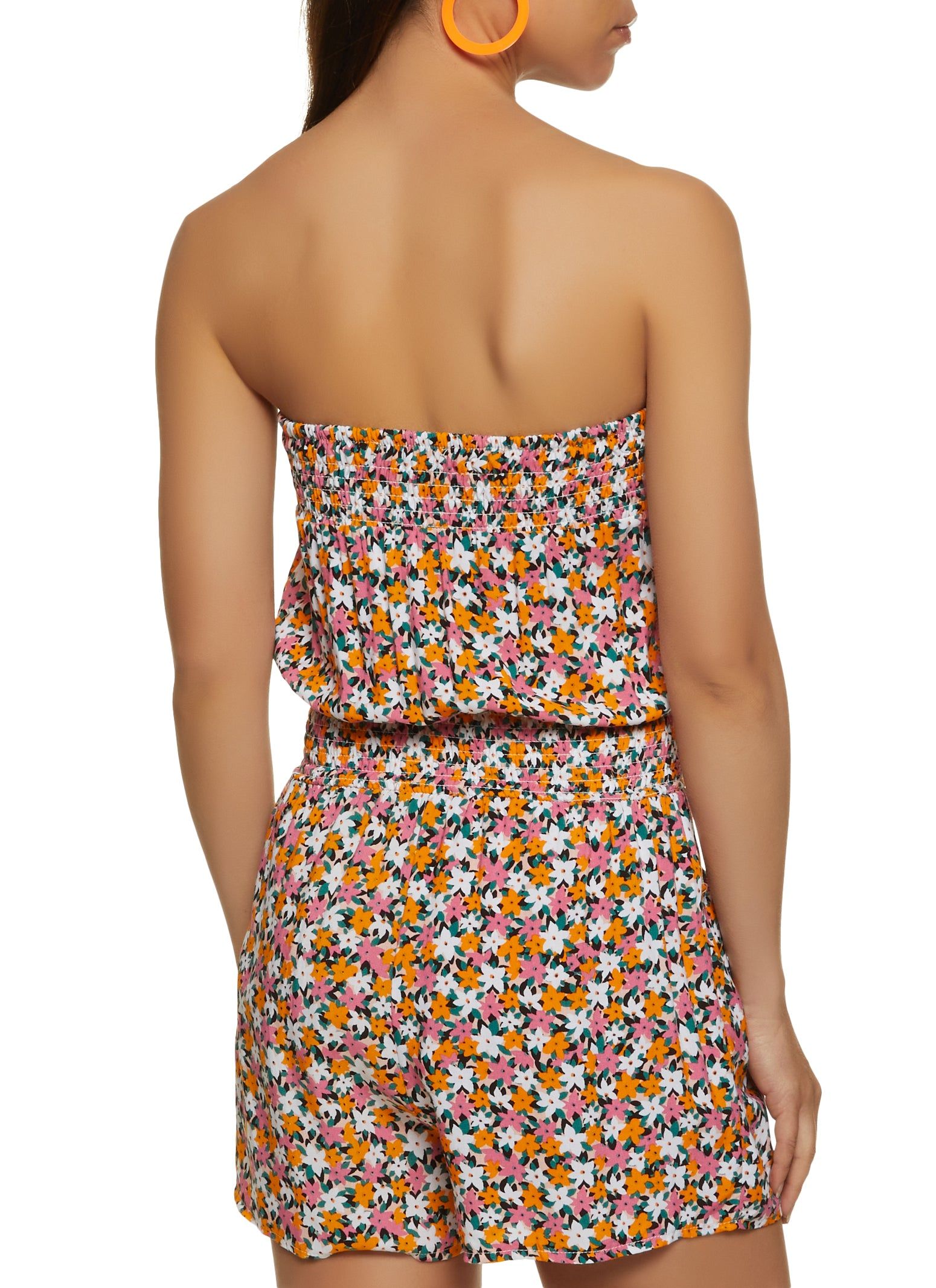 Floral Print Smocked Strapless Romper sold by Rainbow product image thumbnail 2
