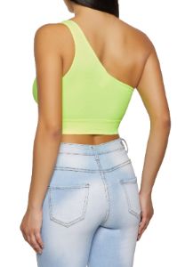 Seamless Rib Knit One Shoulder Crop Top sold by Rainbow