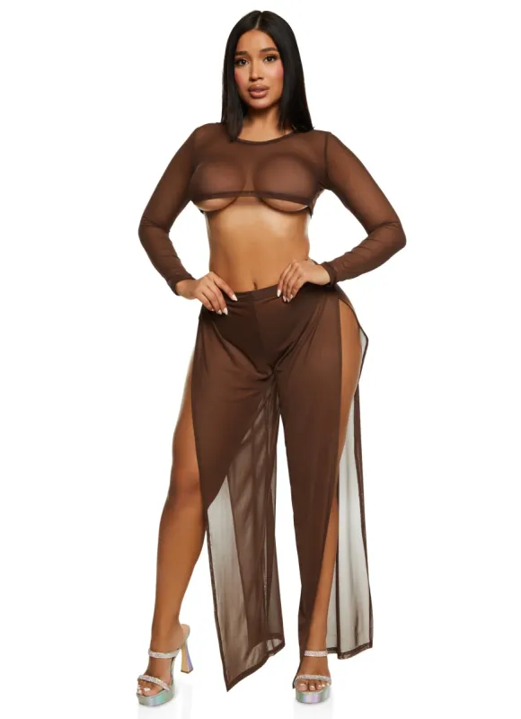 Daisy Mesh Open Side Wide Leg Pants sold by Rainbow