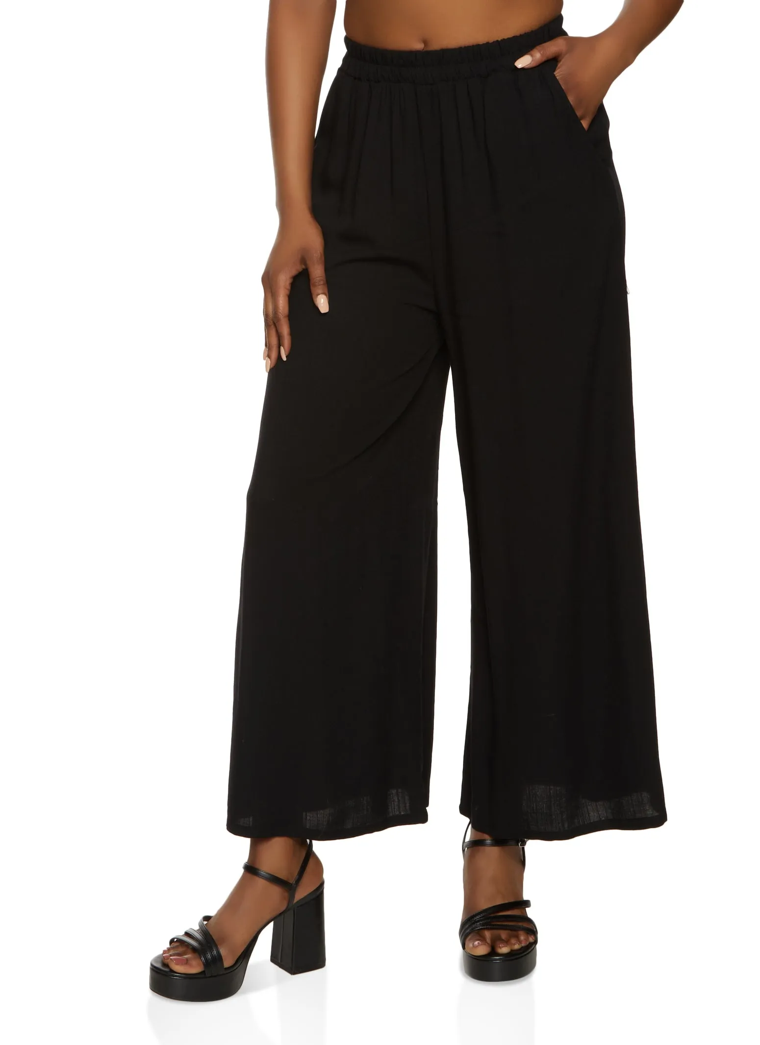 High Waisted Pull On Wide Leg Pants sold by Rainbow