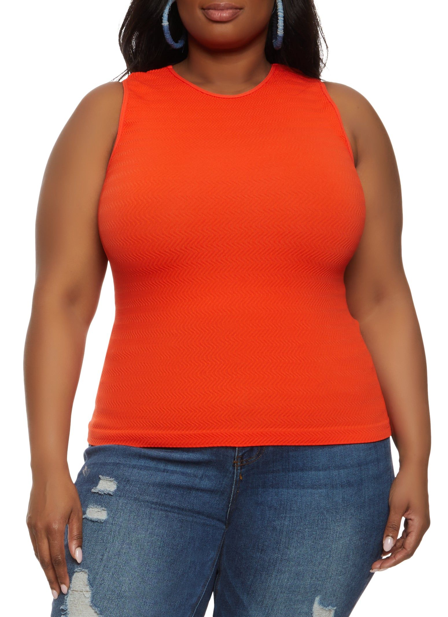 Plus Size Textured Knit Cropped Tank Top sold by Rainbow