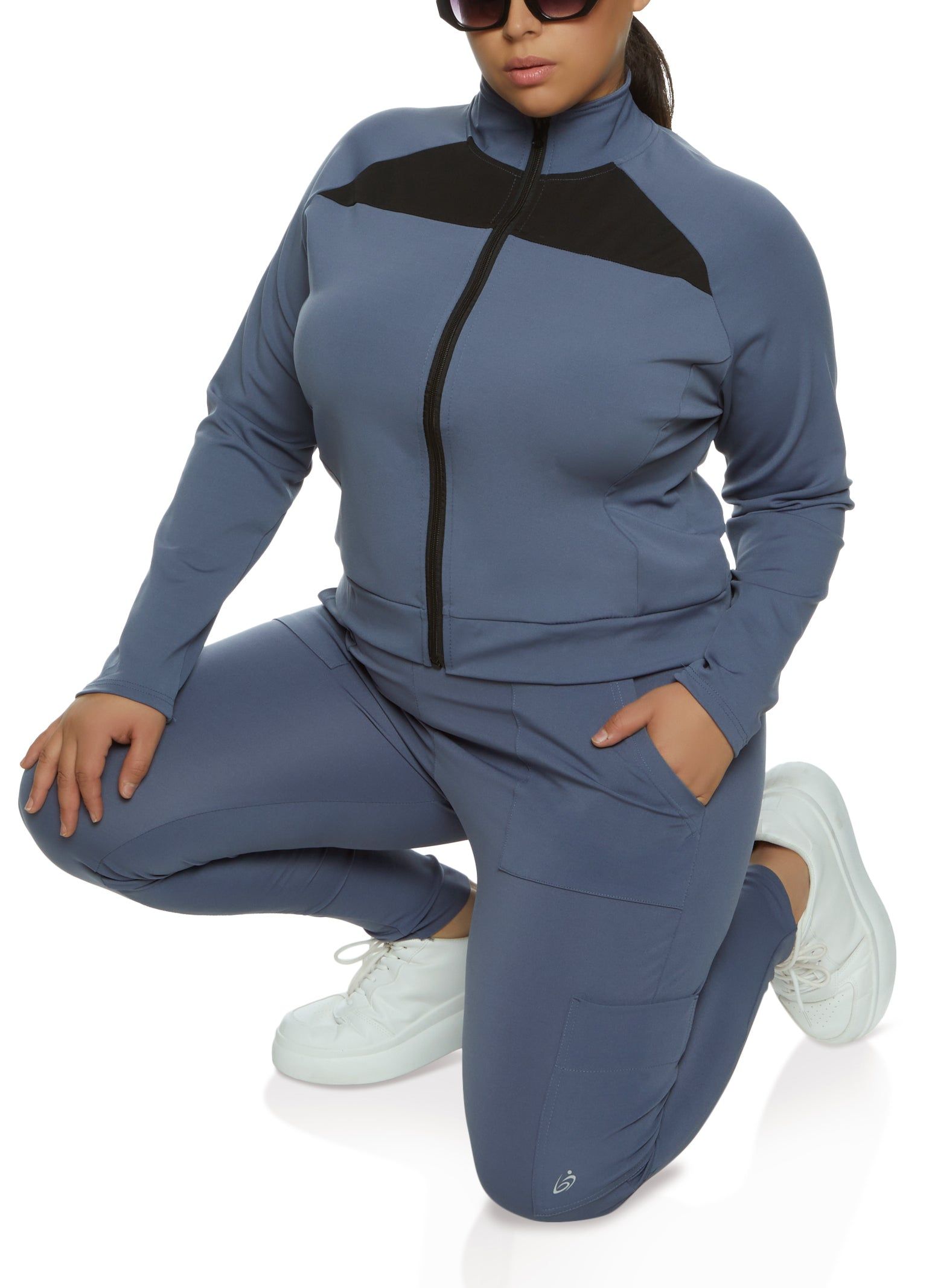 Plus Size Zip Front Color Block Track Jacket sold by Rainbow