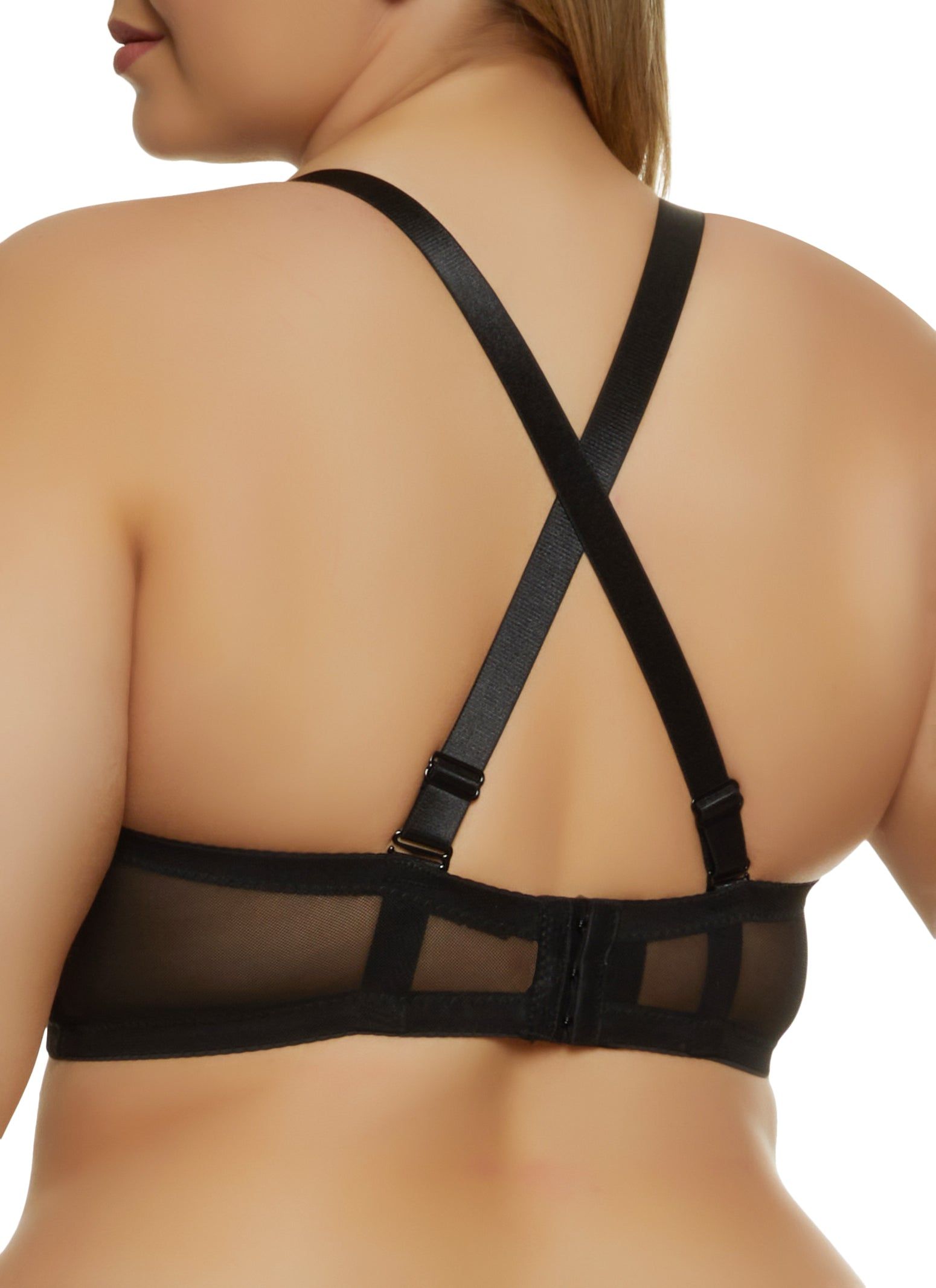 Plus Size Basic Solid Mesh Balconette Bra | Converts to Strapless sold by Rainbow product image thumbnail 5