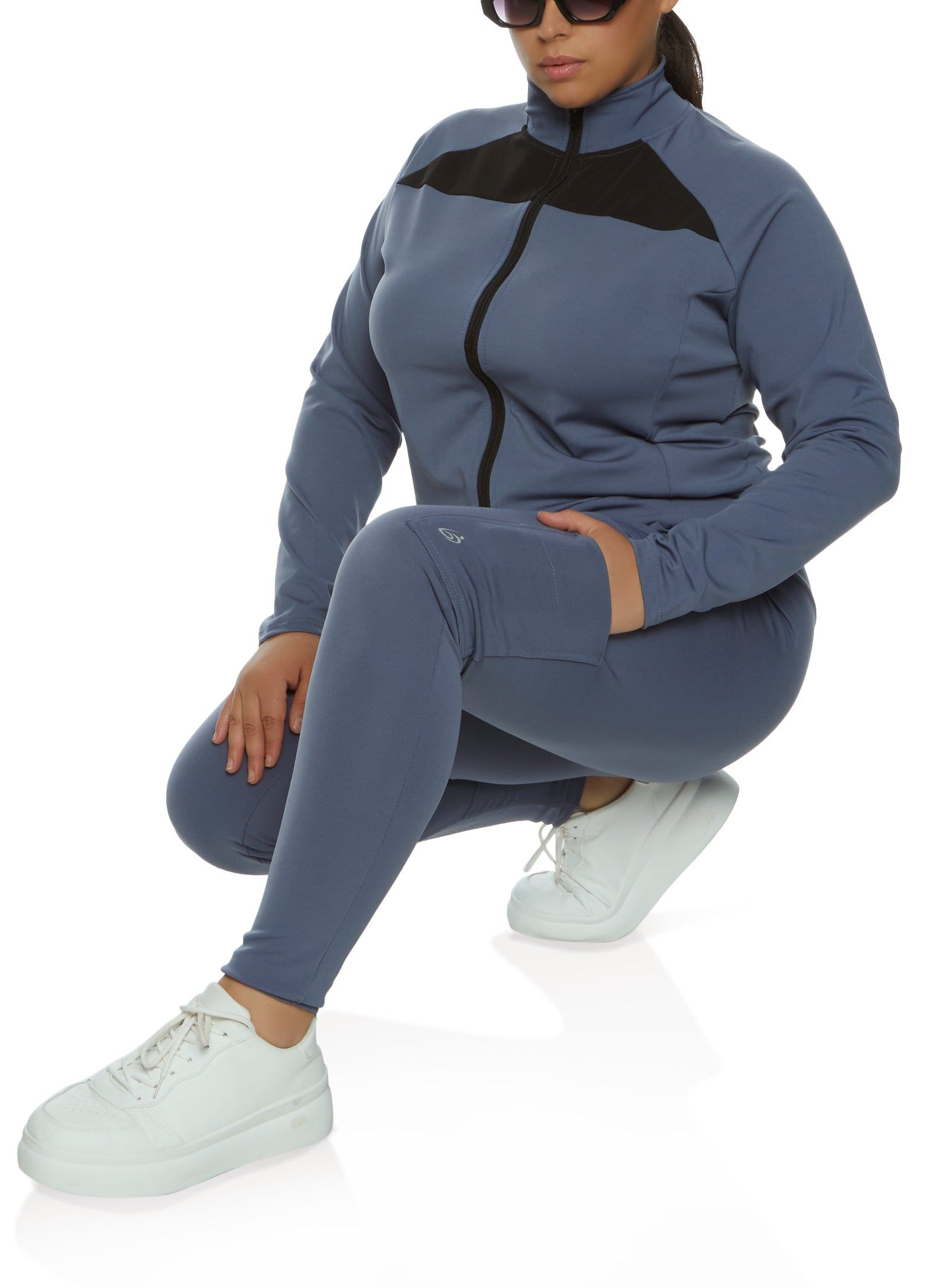 Plus Size Zip Front Color Block Track Jacket sold by Rainbow product image thumbnail 2