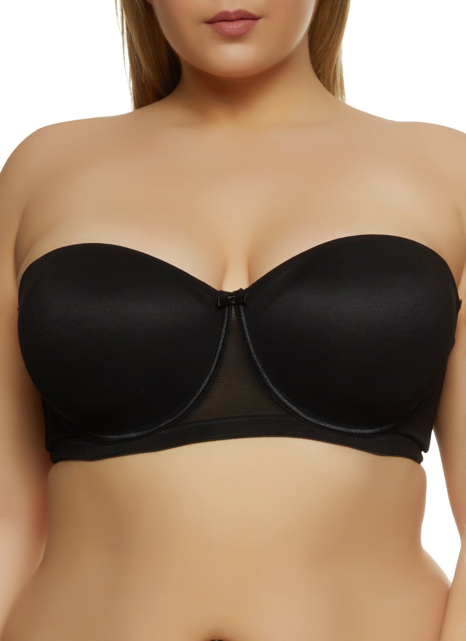 Plus Size Basic Solid Mesh Balconette Bra | Converts to Strapless sold by Rainbow product image thumbnail 3