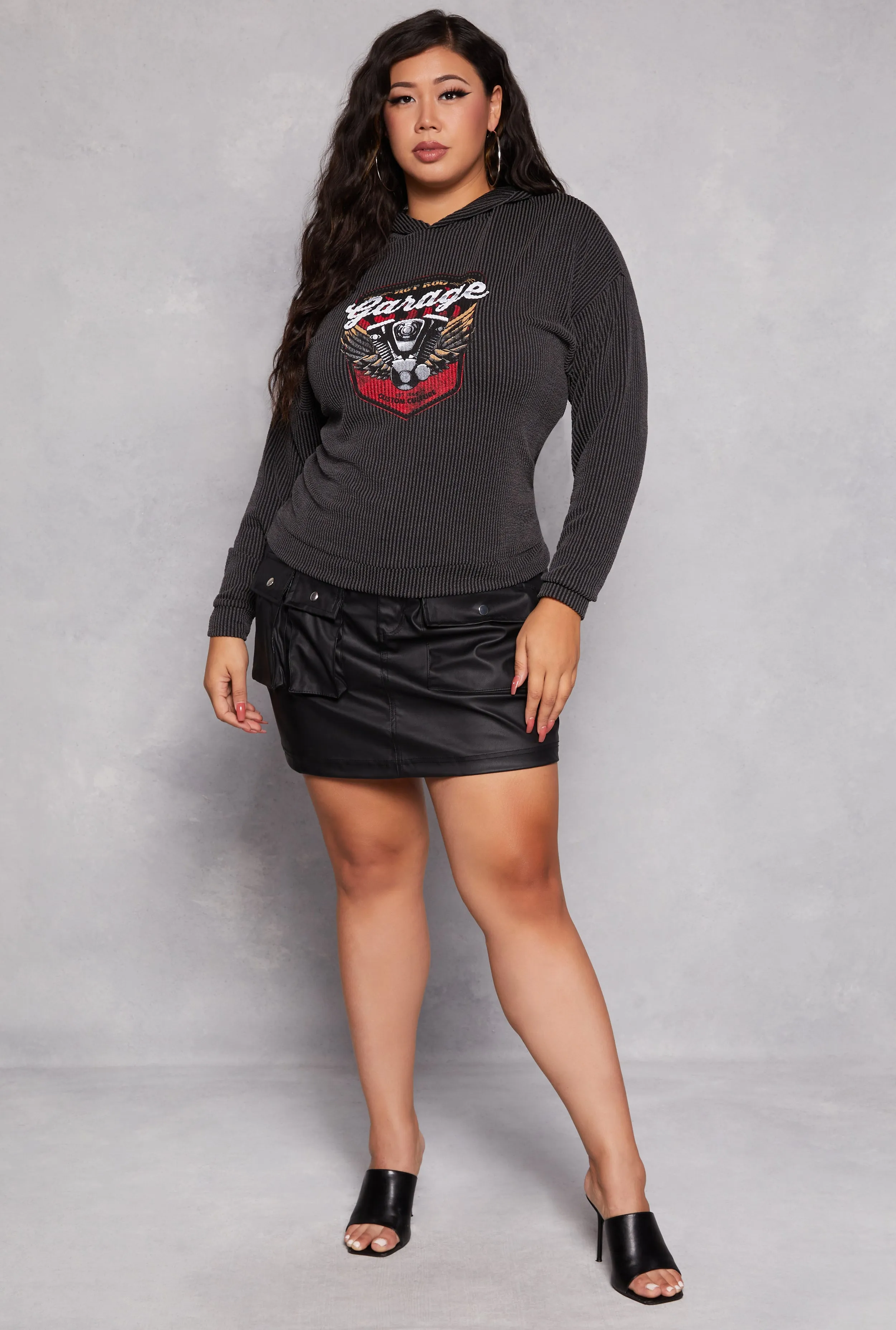 Plus Size Textured Knit Garage Graphic Sweatshirt sold by Rainbow product image thumbnail 2